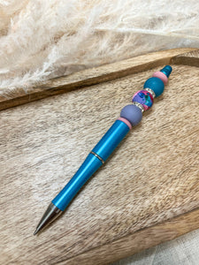 Watercolor Floral Metallic Beaded Pen